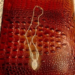 Silver tone costume jewelry necklace